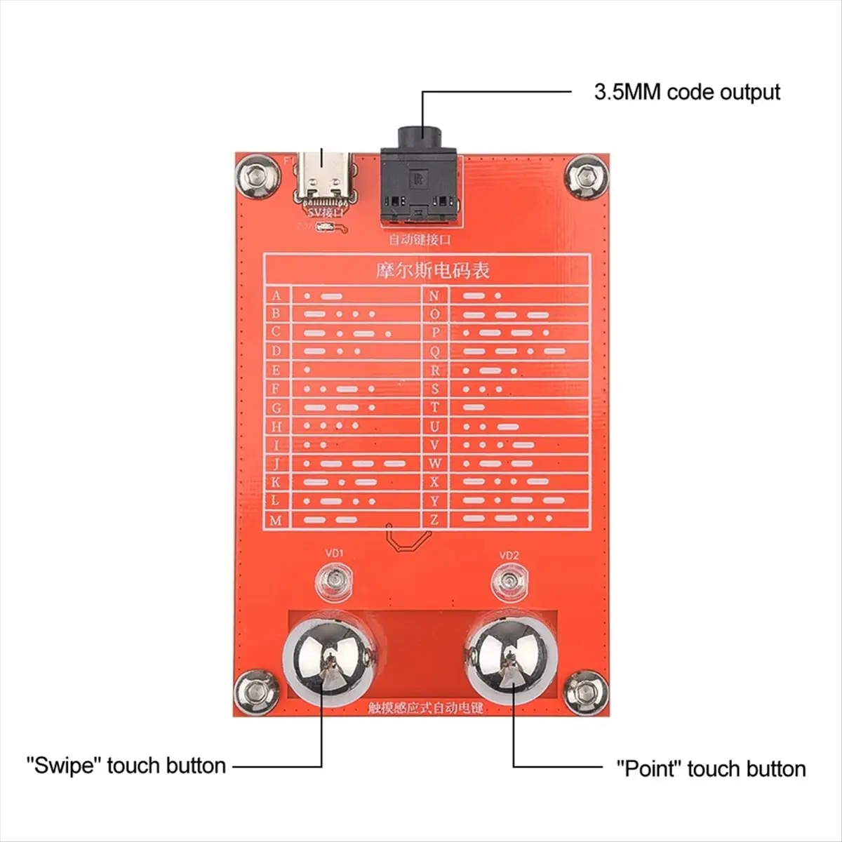 New DC 5V CW Morse Touch Sensing Automatic Key Type-C USB Morse Touch Sensing Auto Key for Maker Group