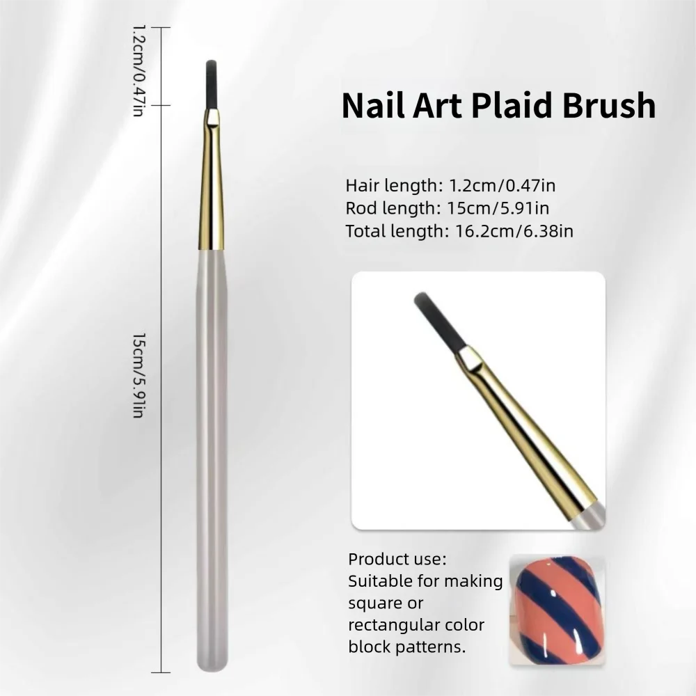1/2/5-teiliges französisches Plaid-Nagelkunst-Pinselset, ultrafeiner Liner-Flachpinsel für Gittermuster, UV-Gel, French-Tip, Ombre, Salon, Heim-DIY – Detail 10