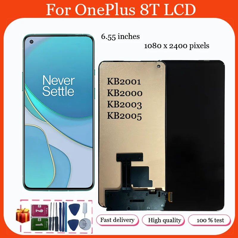 6.55\'\' AMOLED For OnePlus 8T LCD Display Touch Screen Digitizer Assembly For OnePlus 8T KB2001 KB2000 KB2003 LCD