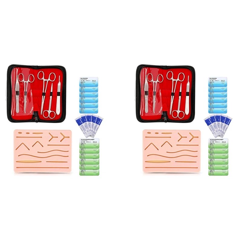 2X Complete Suture Kit For Students,Including Suture Pad And Suture Tool Practice Suture Kit For Suture Training