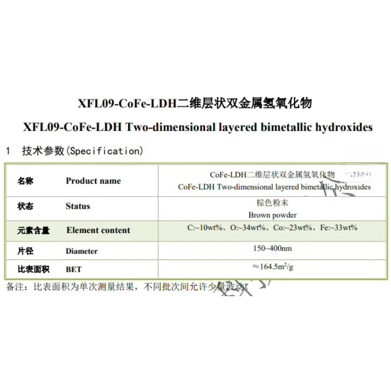 CoFe-LDH dwuwymiarowy warstwowy hydrooksyd bimetaliczny XFL09