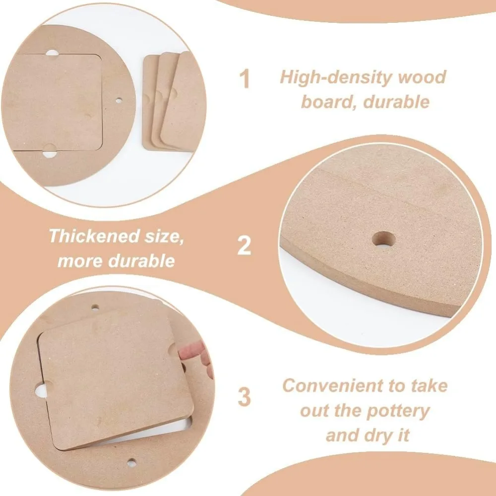 11.8inch Diameter Pottery Wheel Bats with 4pcs Square Inner Bats Pre Drilled Round Clay Throwing Bats for Potters Clay