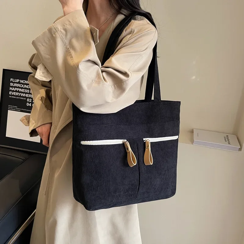 

Returning Student Underarm Shoulder Bag, Large Capacity Corduroy Women's Handbag, Casual Commuting Tote Bags for Women Daily Use