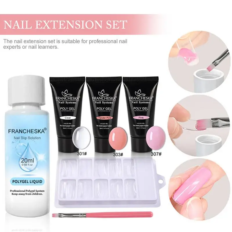 

Builder Set Nail Extensions Kit Nail Crystal Extension Gel Set For Nails Daily Care Easy To Use Quick Delivery