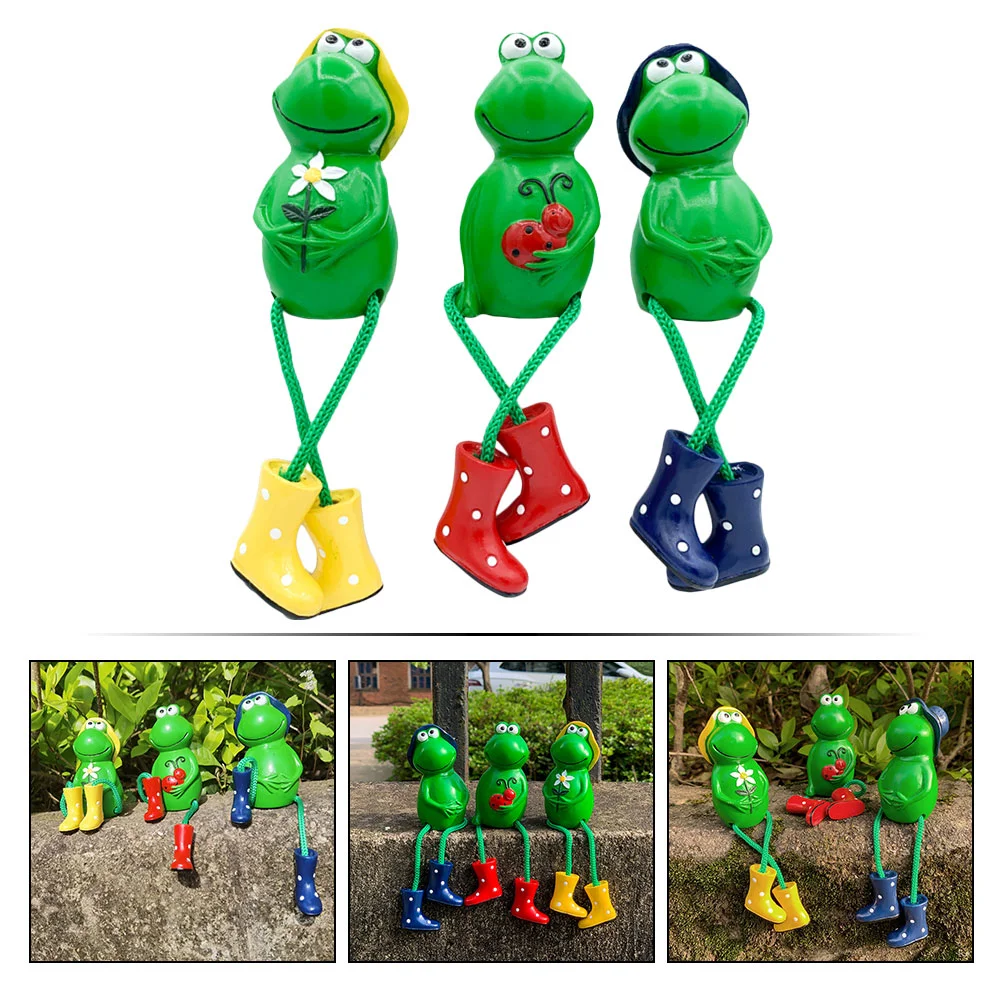 3 Pcs Desktop Animal Ornament Resin Hanging Leg Frog Frog-shape Figurine Decorate Landscape Adornment Figure Home