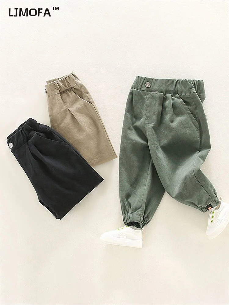 

LJMOFA Baby Boys Casual Sweatpants Cargo Pants Children Clothing Kids Jogger Autumn Solid Winter Girls Outerwear Sports Trousers