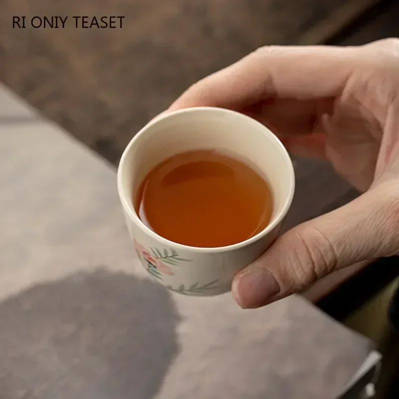 Chinese Tradition Ceramic Teacup Travel Meditation Cup Exquisite Hand Painted Tea Bowl Pu\'er Master Cup Tea Set Accessories 50ml