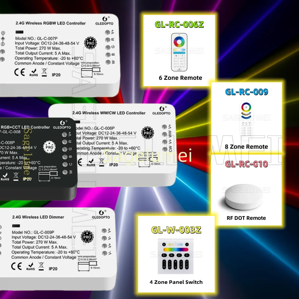 Tuya Smart App Things Zigbee 3.0 Smart LED Strip Controller GLEDOPTO RGBCCT Pro متوافق مع Hub 2.4G RF التحكم عن بعد الصوتي
