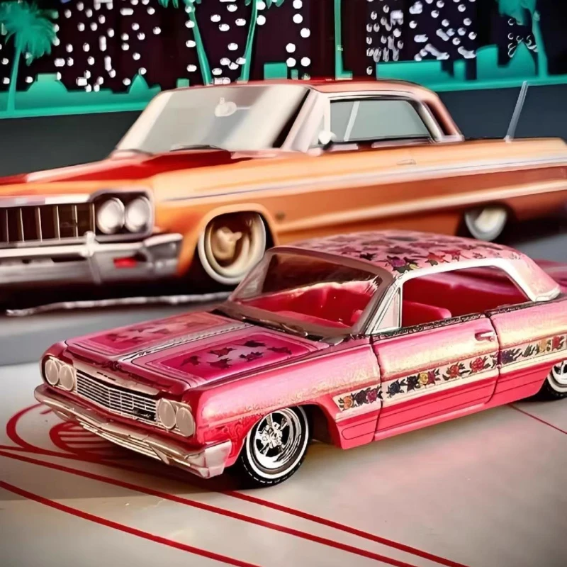 

Зеленый свет 1:64 1964 Chevrolet Impala, металлический литой игрушечный автомобиль, высококачественная модель для мальчиков, коллекция украшений