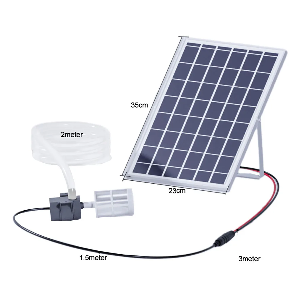 Aquarium Water Aerator Solar Powered Pump 80mm Transparent Water Pipe, L 2 Meters Aquarium Pump 240L H Water Flow