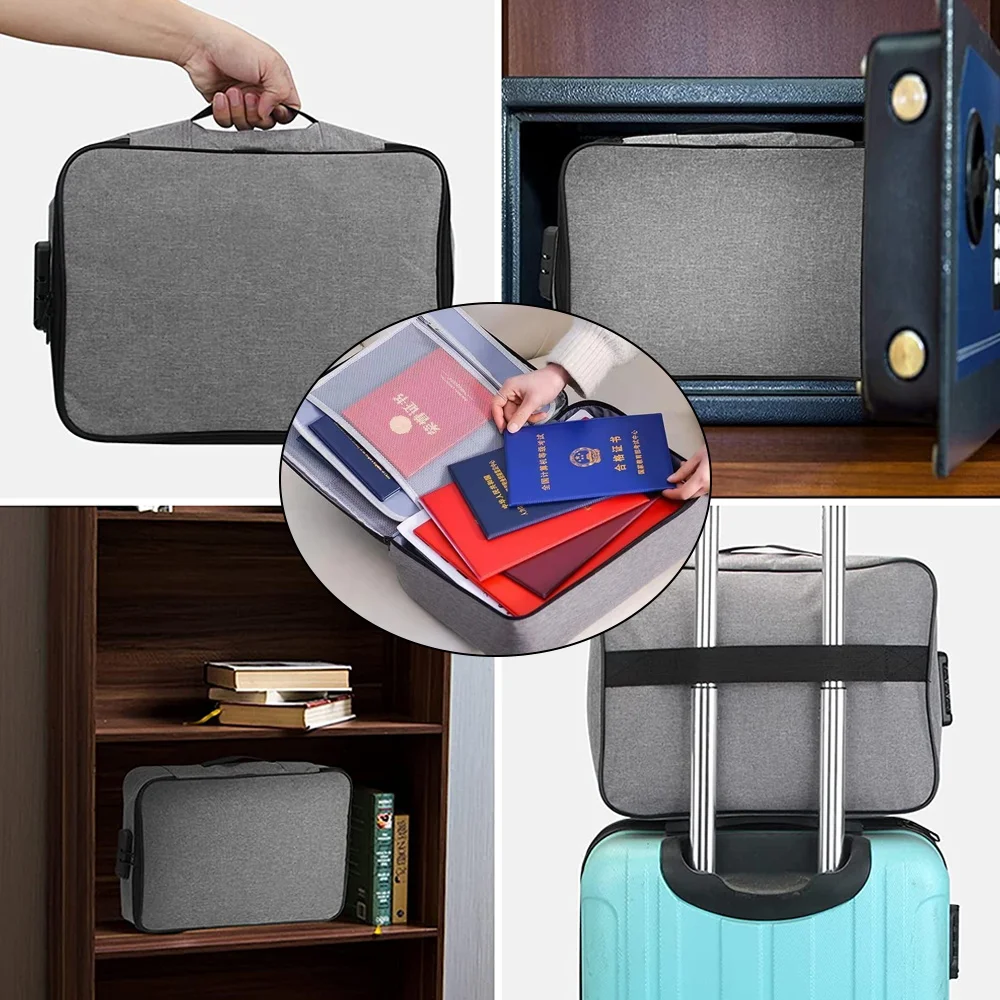 Men Large Document Storage Bag Files Lockable Folder Ticket Credit Card Certificates Password Lock Bags Passport Organizer Women