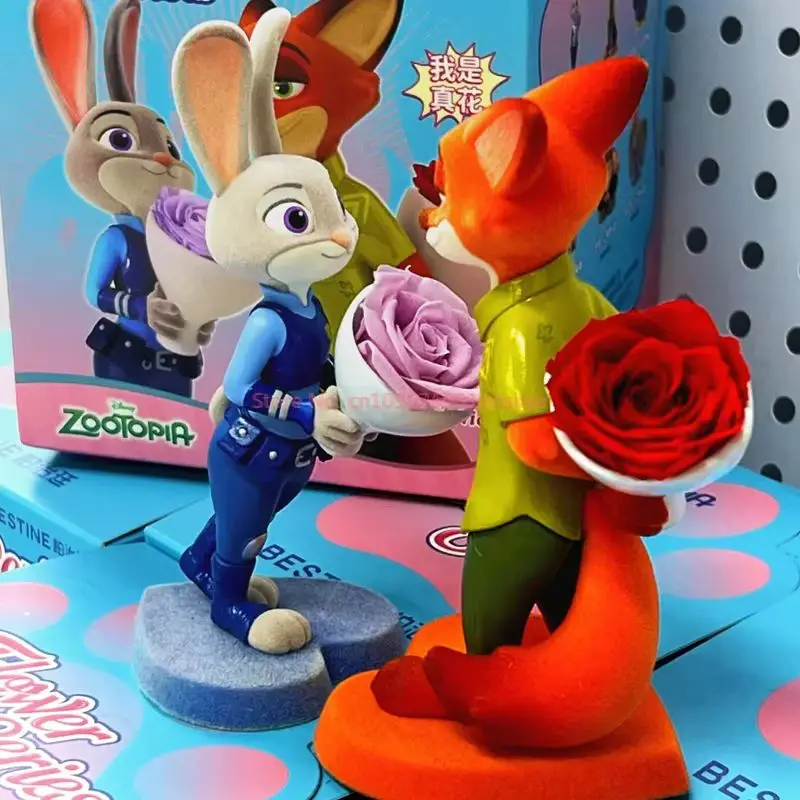 Blindboxen der Zootopia Flower Series – trendige Figuren zum Sammeln, Spielzeug, ewige dekorative Geschenke für Animationsfans