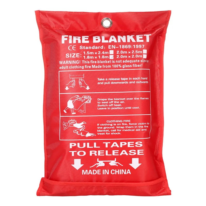 1.2M x 1.2M Fire Blanket Fiberglass Fire Flame Retardant Emergency Survival Fire Shelter Safety Cover Fire Emergency Blanket