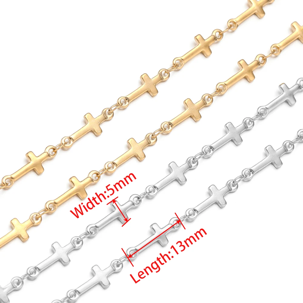 1 Meter Stainless Steel 5mm Width Gold Color Cross Handmade Chains for DIY Jewelry Making Accessories Necklace Bracelet Findings