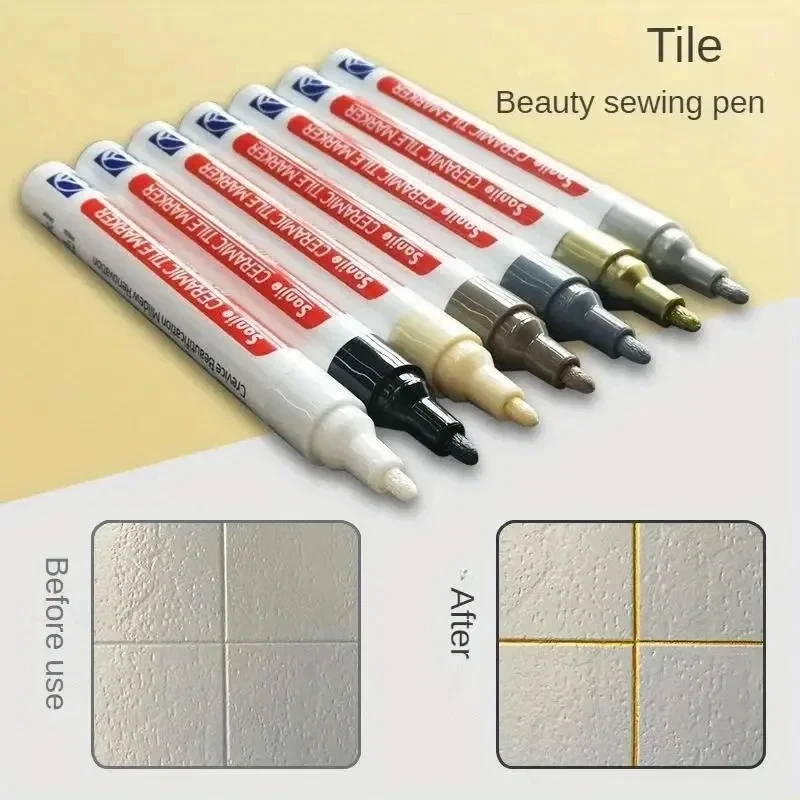 Waterproof White Marker Pen Wall Seam Repair Tiles Grout Markers Pens Floor Bathroom Decontamination Paint Brush Tools