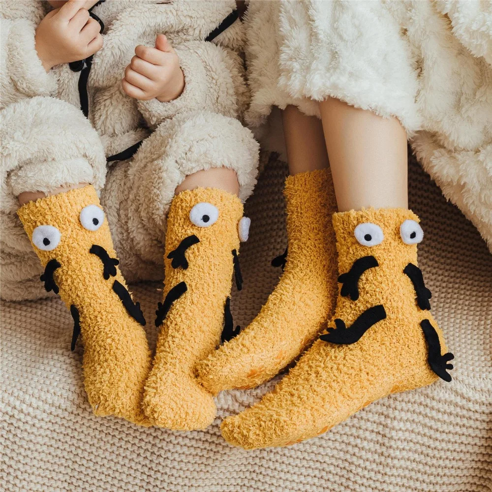 

Дышащие зимние мягкие утолщенные коралловые бархатные милые теплые носки среднего размера, детские носки в стиле Харадзюку с героями мультфильмов