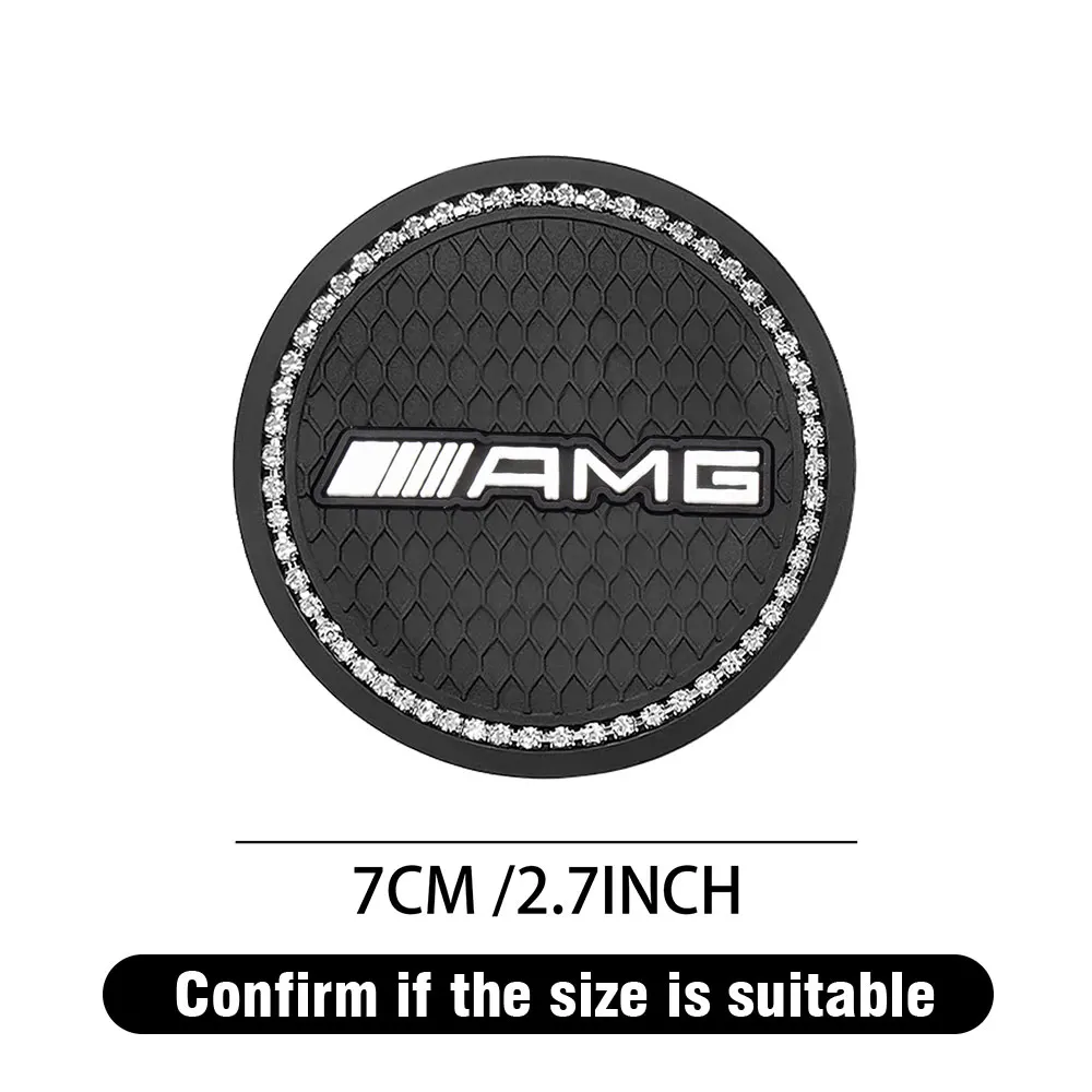 1/2Pcs Diamond Non-slip Mat Water Cup Slot Rubber Pad For Mercedes Benz AMG A B C D M S R G Class GLA GLB W124 W176 C260 C300