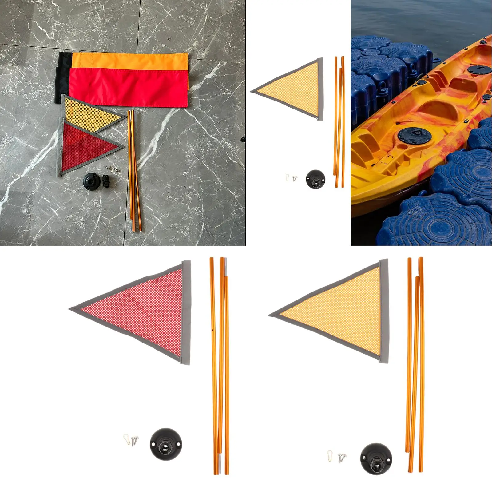

Комплект для безопасного крепления флага на каяк: трехсекционный светоотражающий флагшток с основанием для водного транспорта, каяков, каноэ, лодок