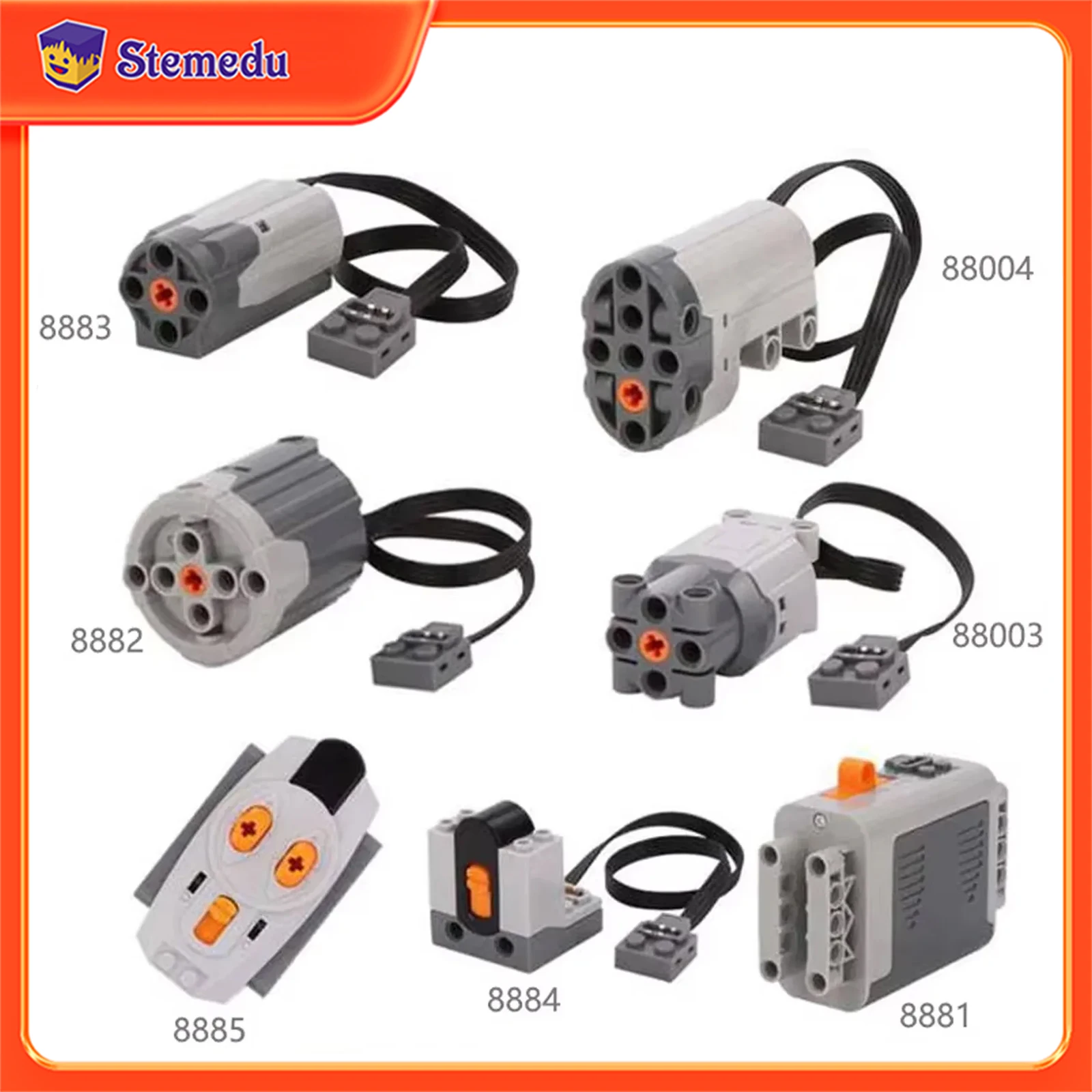 

7PCS MOC Technology L M XL Motor Servo Building Blocks Kit with IR Remote Control 8881 AA Battery Box for legoeds PF 8883 88003