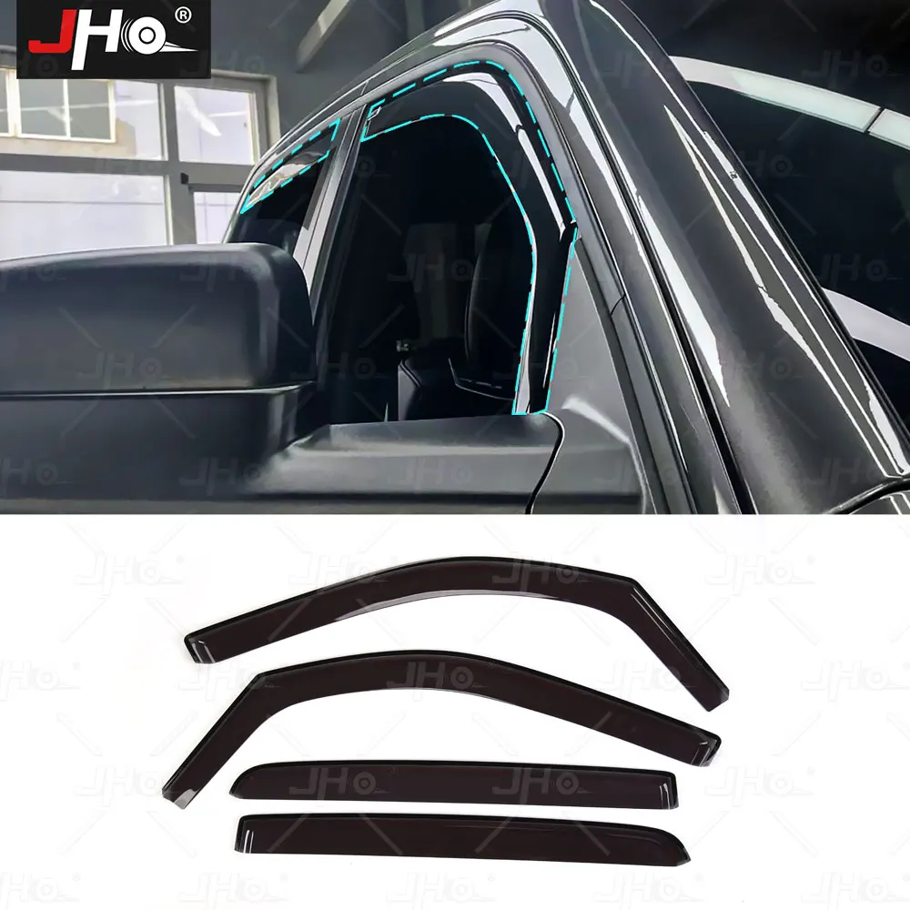 

JHO Window Visor Prtorector Guard Deflector Awnings Sun Rain Insert Trim For Dodge Ram1500 TRX 2021 2022 Car Accessories