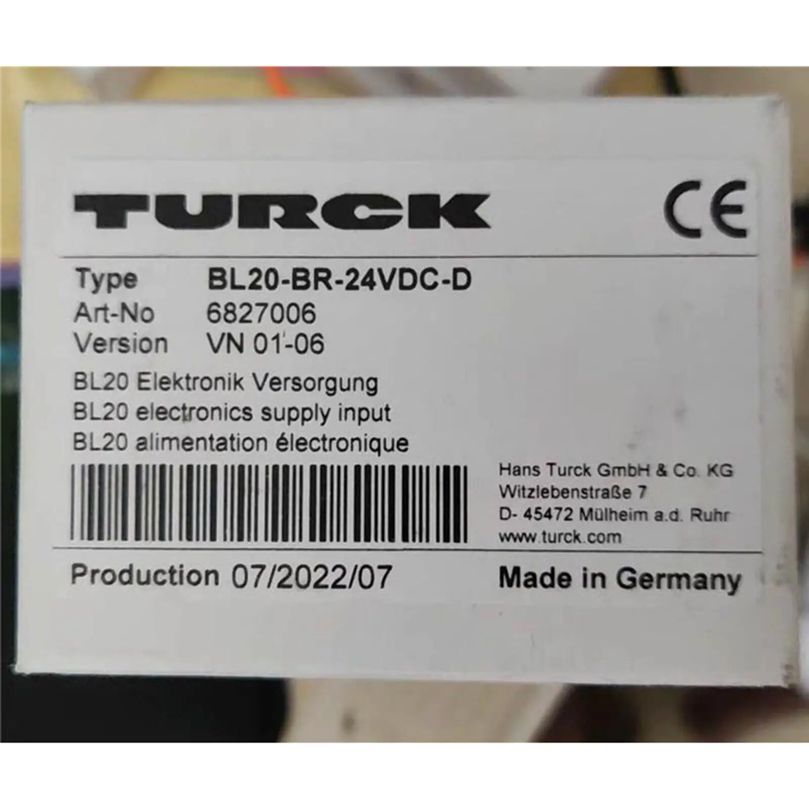 one new TURCK BL20-BR-24VDC-D 6827006 module Fast Delivery