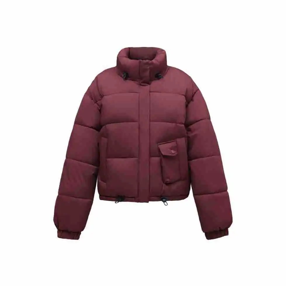 Damska zimowa parka płaszcz jednolity kolor stójka patchwork elastyczne mankiety damska kurtka pikowana kurtka w stylu koreańskim dla kobiet