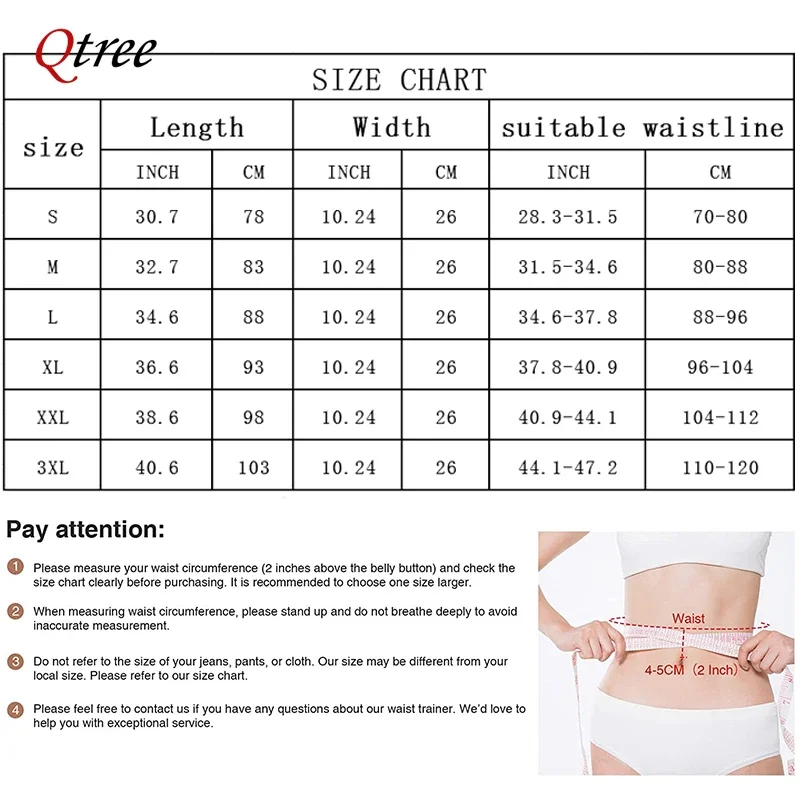 Qtree High Waist Trainer Ab Belt Slimming Body Shaper Slimming Sheath Stretch Bands Waist Trainer Corset Trimmer Faja 3 Loop