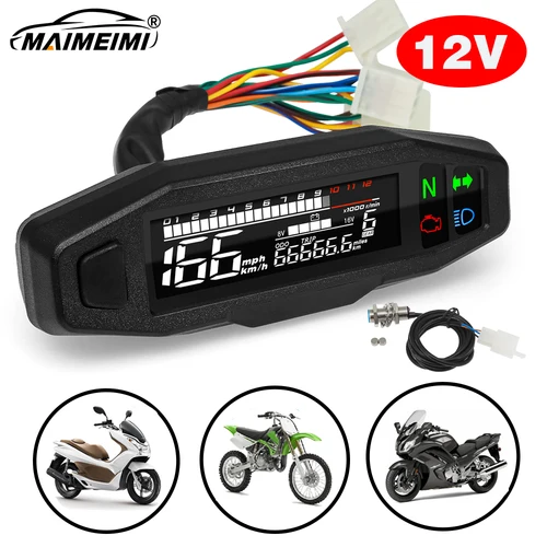 Velocímetro Digital Universal para motocicleta, medidor de aceite, tacómetro, odómetro, grupo de instrumentos, indicador de luz de señal de giro con juego de sensores