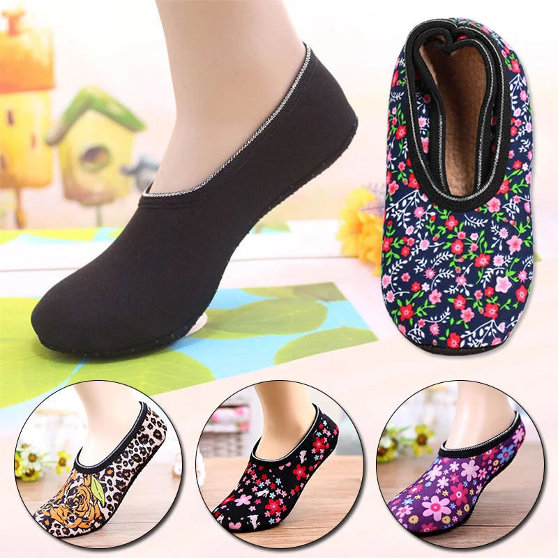 Women Yoga Floral Printed Boat Socks Pilates Ballet Dance Non-slip Sport Indoor Floor Sock Gym Workout Slipper Running Grip Sock