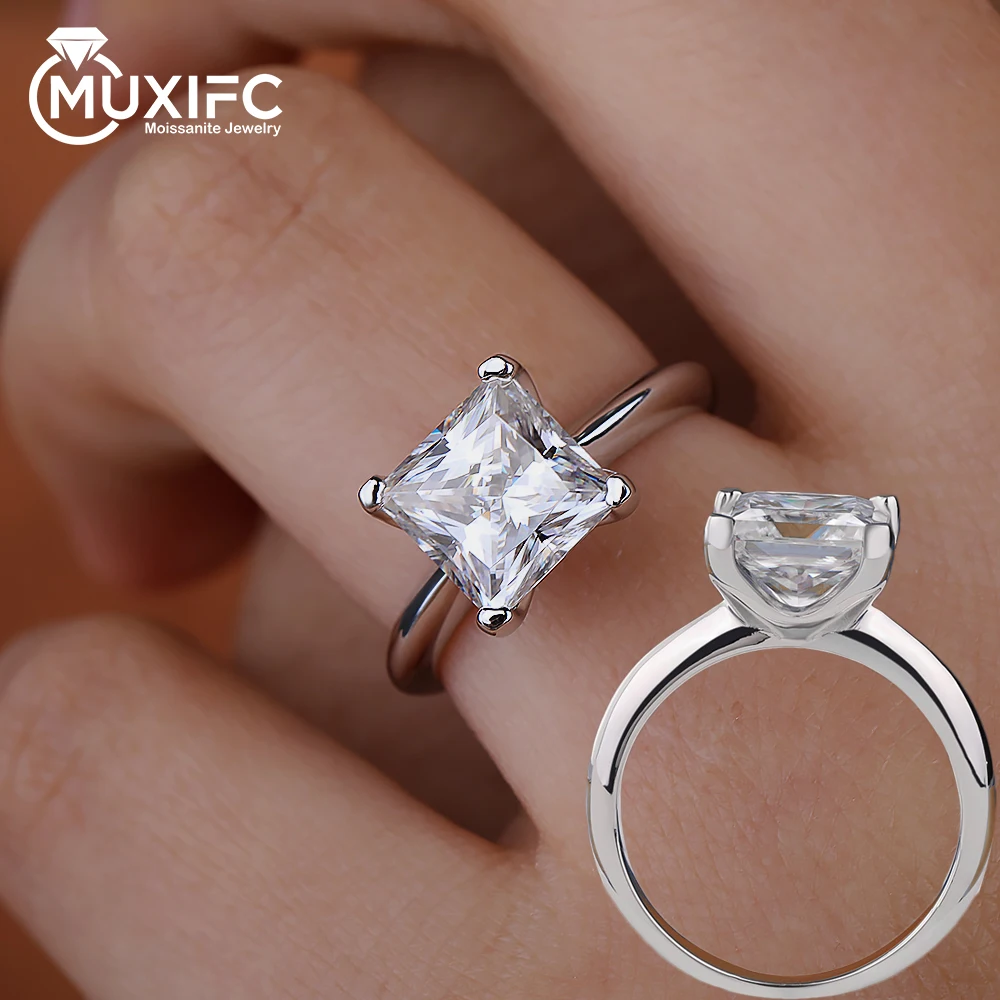 

1-4 Carat Princess Cut Moissanite Ring Sparkling D Color Lab Diamond GRA Certified 925 Sterling Silver Wedding Band for Women