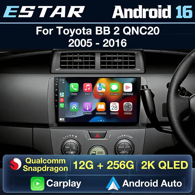 Android 16 Car Radio For Toyota bB 2 QNC20 2005 - 2016 GPS Multimedia Player Navi Head Unit 360 Camera Wireless Carplay Auto DSP