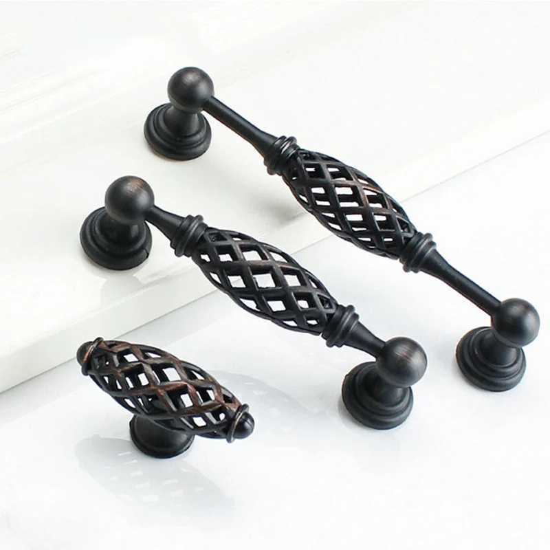 Antique Red Bronze Cabinet Handles Zinc Alloy Hollow Out Bird Cage Knobs Kitchen Door Pulls Cupboard Wardrobe Desk Drawer Handle