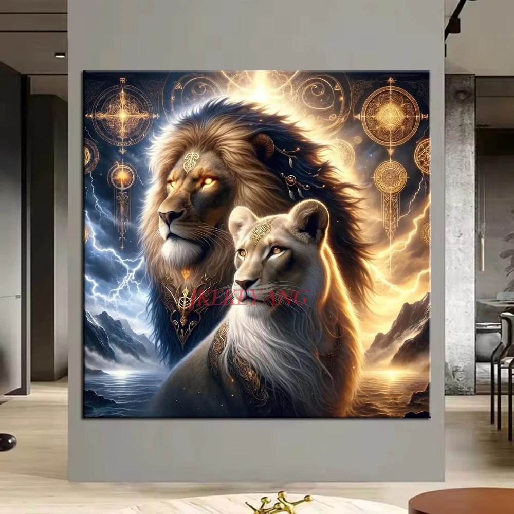 

Fantastic Lion Picture DIY Diamond Painting Cross Stitch Full Drills Diamond Mosaic New Collection Home Decor