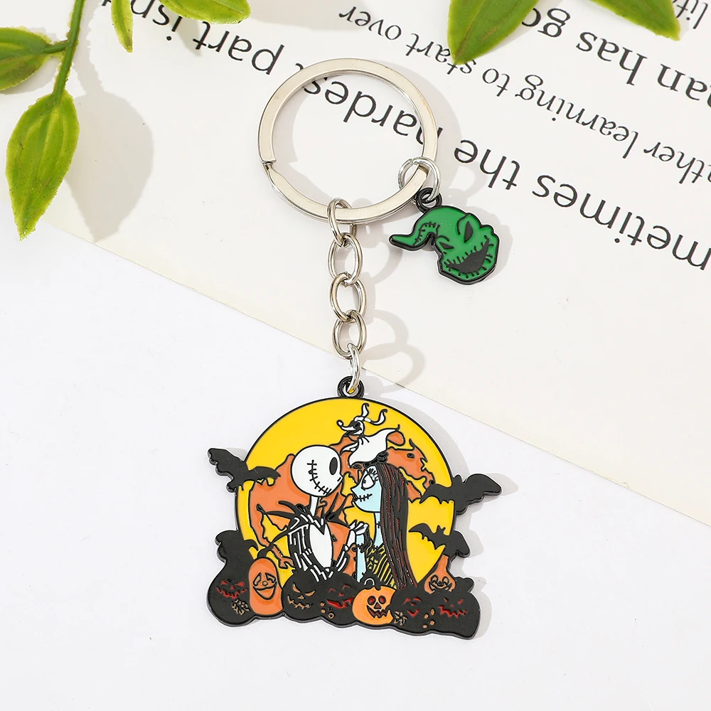 Disnes Movie The Nightmare Before Christmas Keychain Sally Jack Skellington Pendant Keyrings for Halloween Gifts Accessories image 6