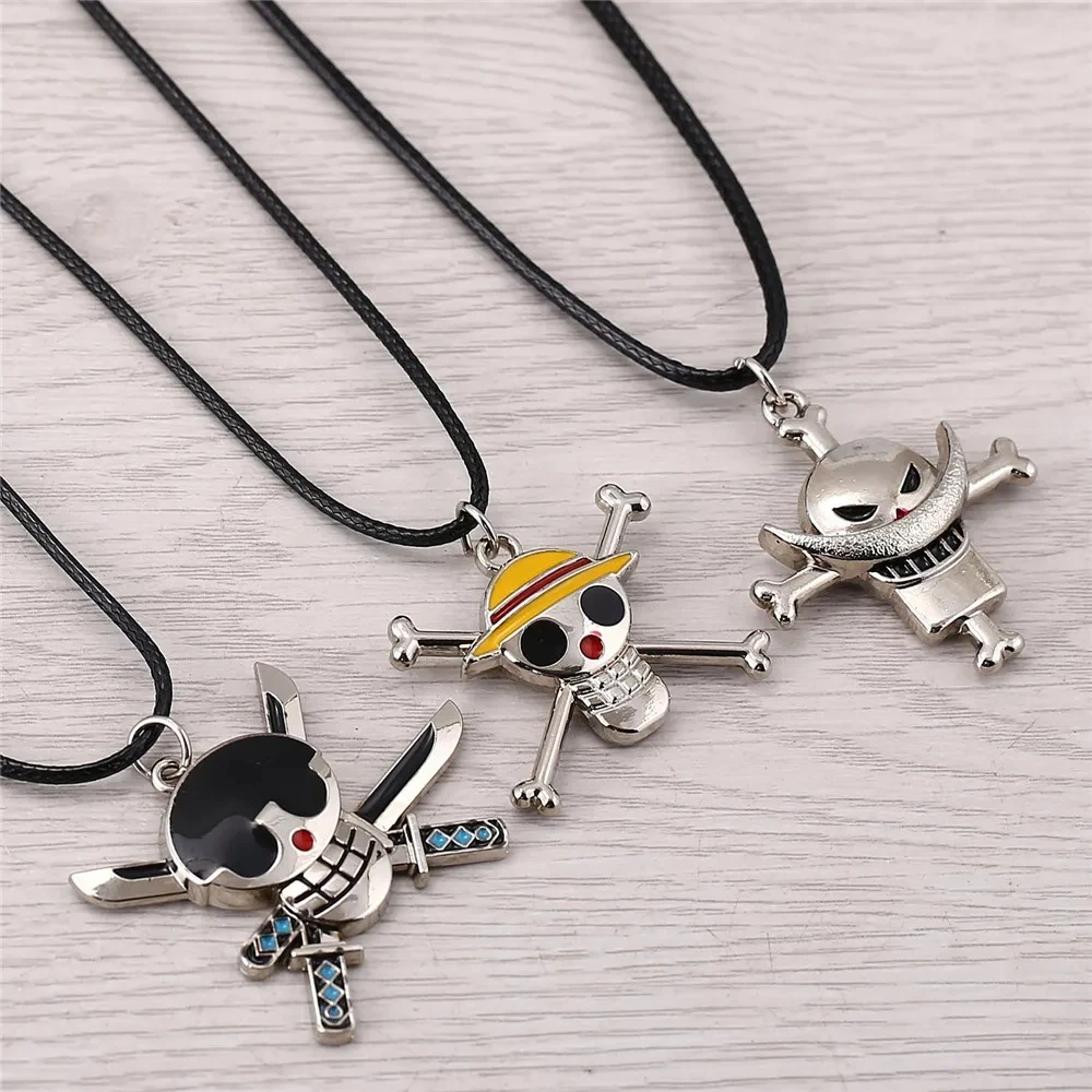 one piece Anime Luffy Necklaces Roronoa Zoro Edward Newgate Figure Model Kids Toys Metal Necklace Pendant