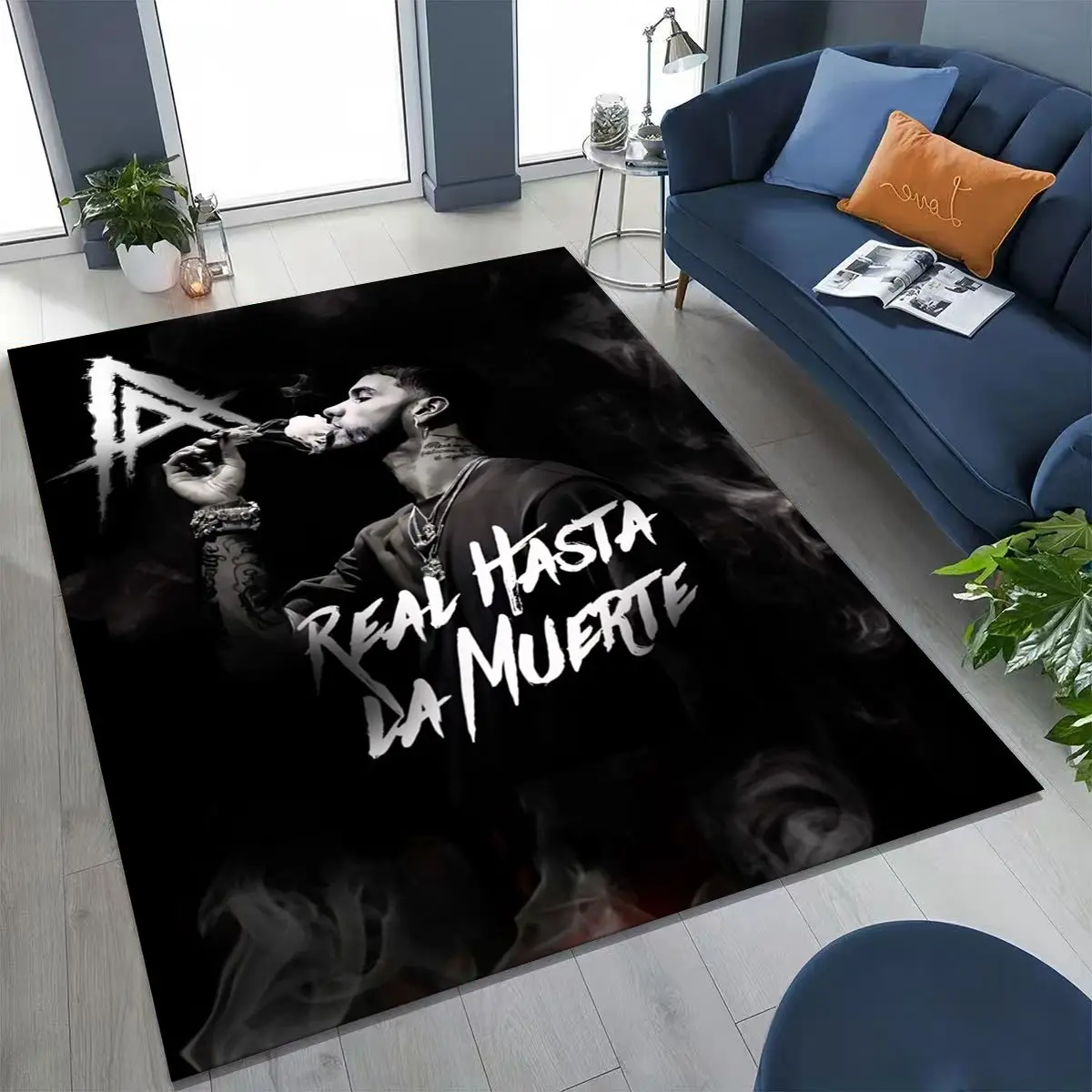 Anuel AA  Hip Hop Rapper Singer Rug for Bedroom Living Room Sofa Home Doormat Decor, Large Kids Play Non-slip Floor Mat Gift - view 4