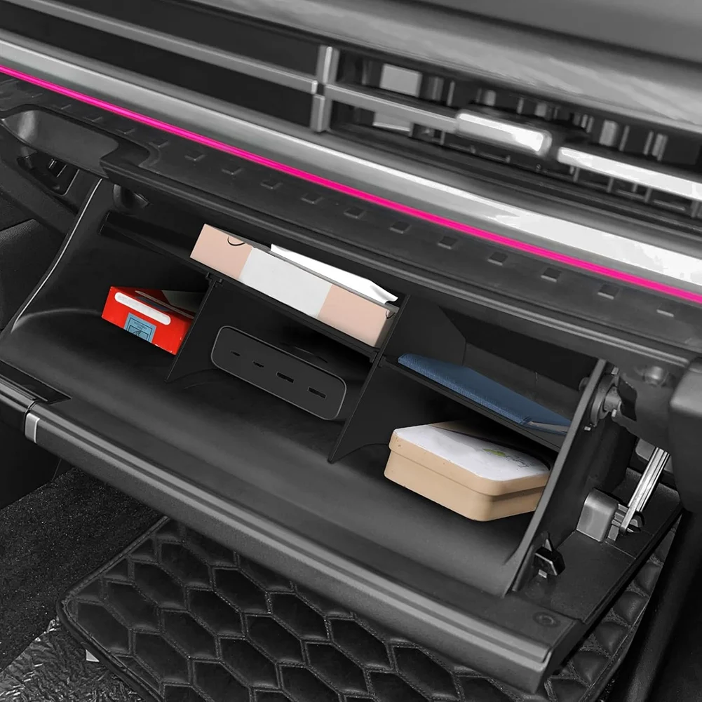 AB61-Car صندوق القفازات مقسم لشركة هيونداي سانتا في 2024 2025 اكسسوارات التقسيم المنظم صندوق القفازات مساحة التخزين #3