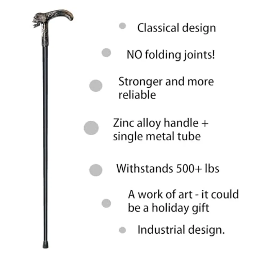 Walking Cane for Men and Women and Seniors - 36.5 Inch Heavy Duty 500+ lbs Capacity, Skull Ergonomic Handle, Decorative and Orn view 4