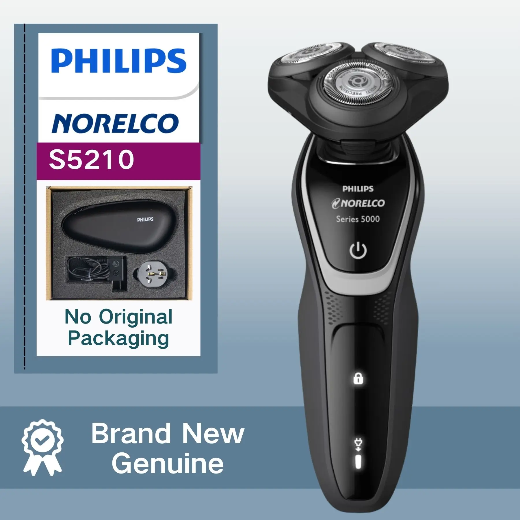 Philips Norelco Razor Shaver  series 5000 S5210, Wet & Dry, No original packaging, Quick Charge,  MultiPrecision Blade System