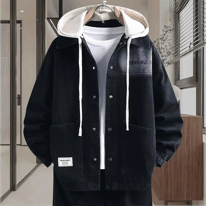 Sli فضفاض الرجال الدنيم Jaet ربيع الخريف العصرية ملابس الطلاب في سن المراهقة Haome ملابس خارجية V-Ne ort طول