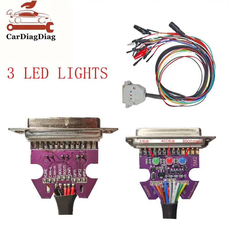 DB 25Pin الأرجواني LED عرض دبوس التمهيد إعادة تعيين CNF1 كابل محول ل VCI القراءة والكتابة ECU BATT VCC KLINE CAN-H CAN-L