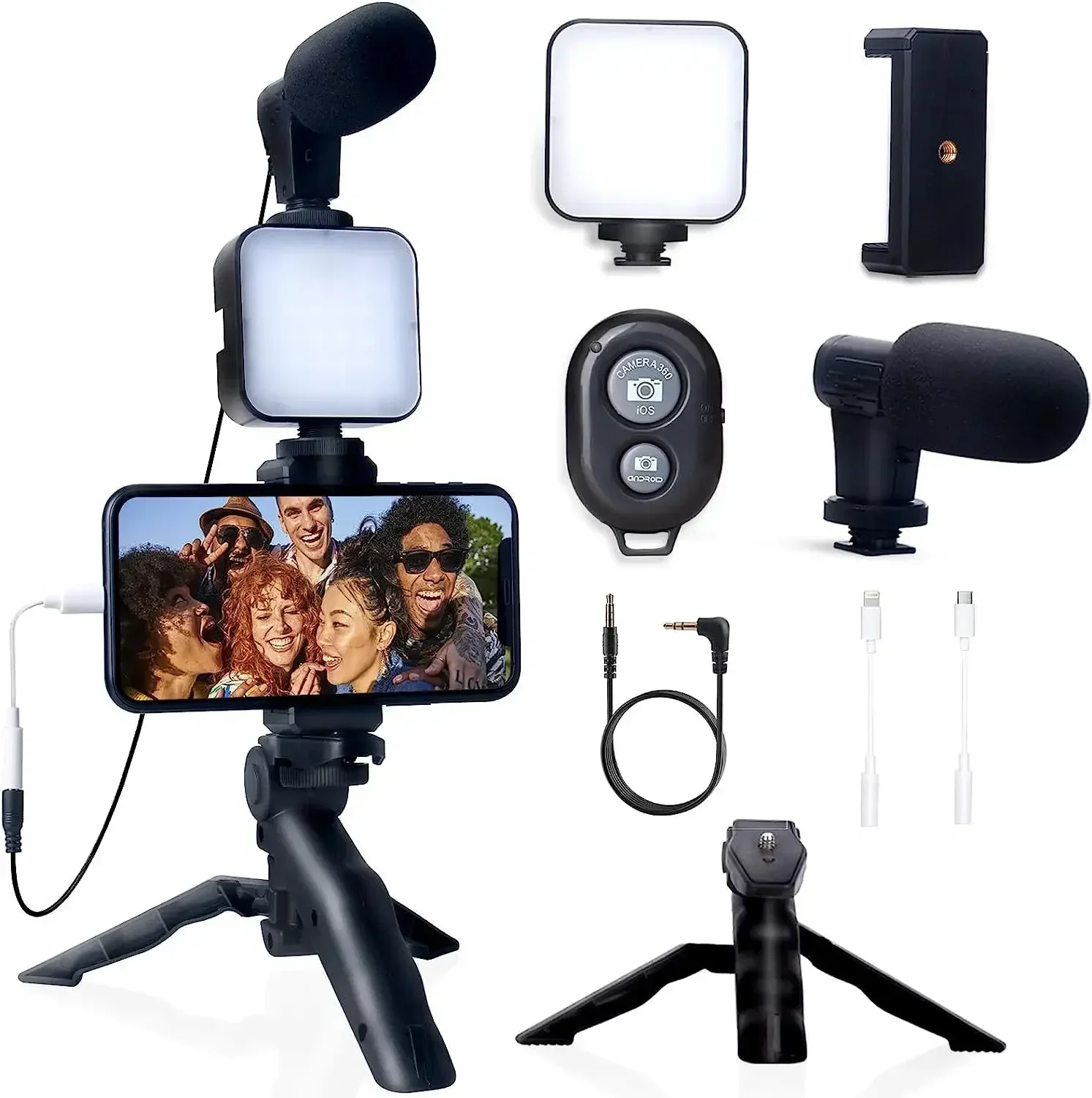 NUOVO treppiede Mini microfono Starter Vlog kit per TikTok Live Stream Video YouTube Smartphone Vlogging Kit per iPhone Android con