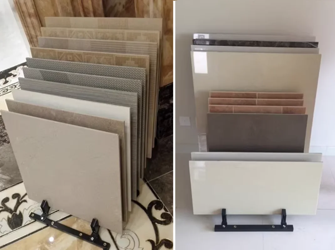 1Pc Steel Free Floor Standing Tile Display Storage Stand Marble Slab Sample Rack Capacity 400Kg Width Adjustable