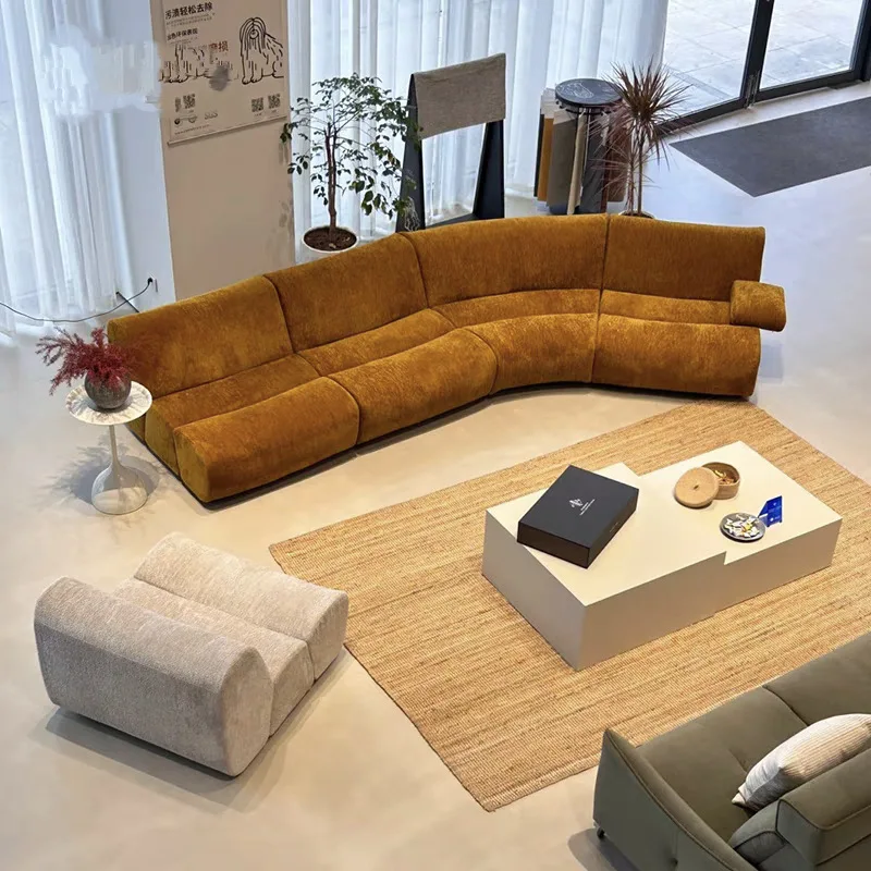 Designer Fabric Bamboo Sofa Italian Minimalist Living Room Curved Module Combination Fabric