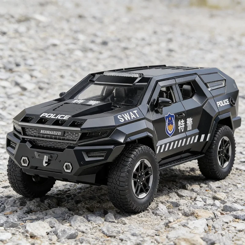 

Модель полицейского бронированного внедорожника Vengeance из литого металла, масштаб 1:24, со звуком и светом, подарок для детей