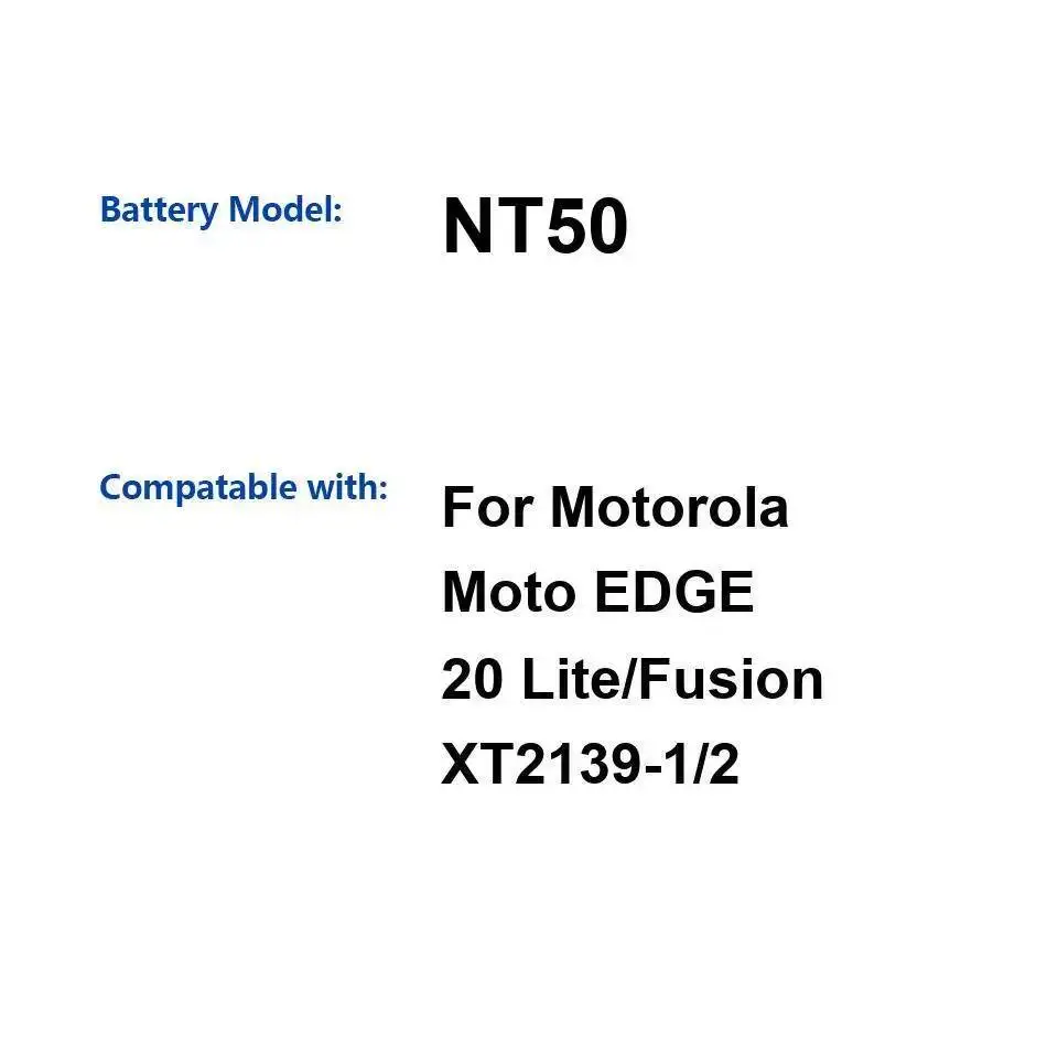 

Long-Lasting For Motorola Moto Edge 20 Lite Fusion XT2139-1 2 Mobile Phone Battery 5000Mah NT50