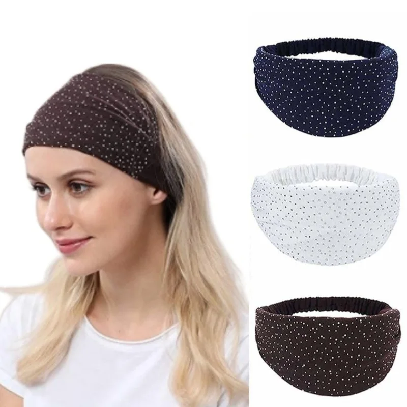 

Elastic Wide Solid Full Rhinestone Headband Bling Bling Hairband Stretch Yoga Exercise Headband Turban Headwear Hair Accessories