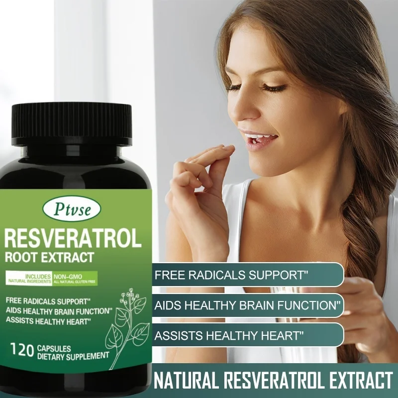 Resveratrol-Cápsulas Antienvelhecimento Natural Avançadas, Cápsulas Máximas, 1200mg