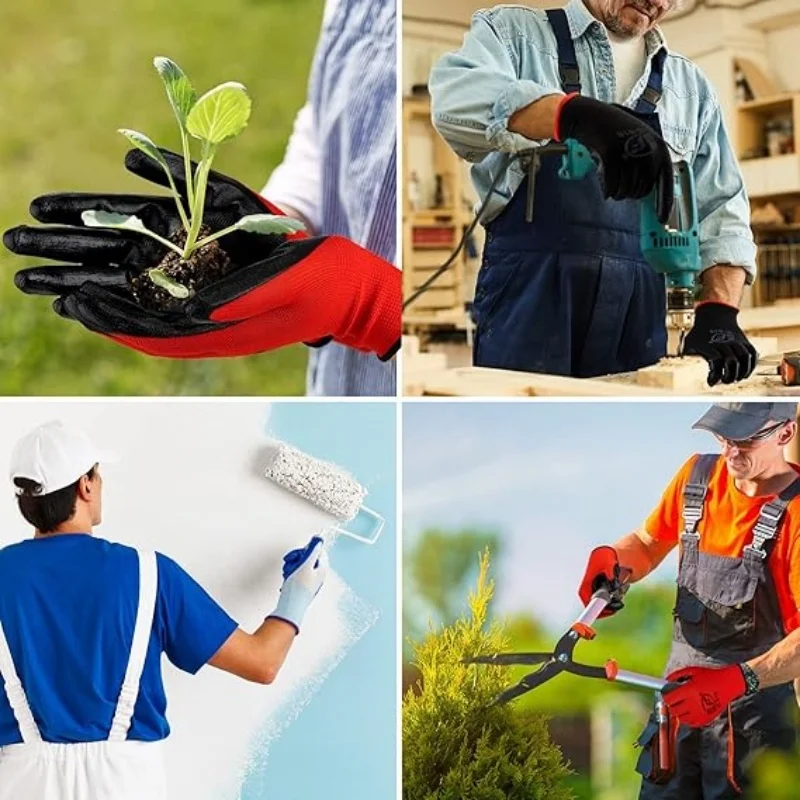 20 Stück Nitrilbeschichtete Sicherheits-Arbeitshandschuhe, atmungsaktiv, rutschfest, Gartenhandschuhe für den Bau, Garten, Hof, Industriearbeitshandschuh – Detail 9