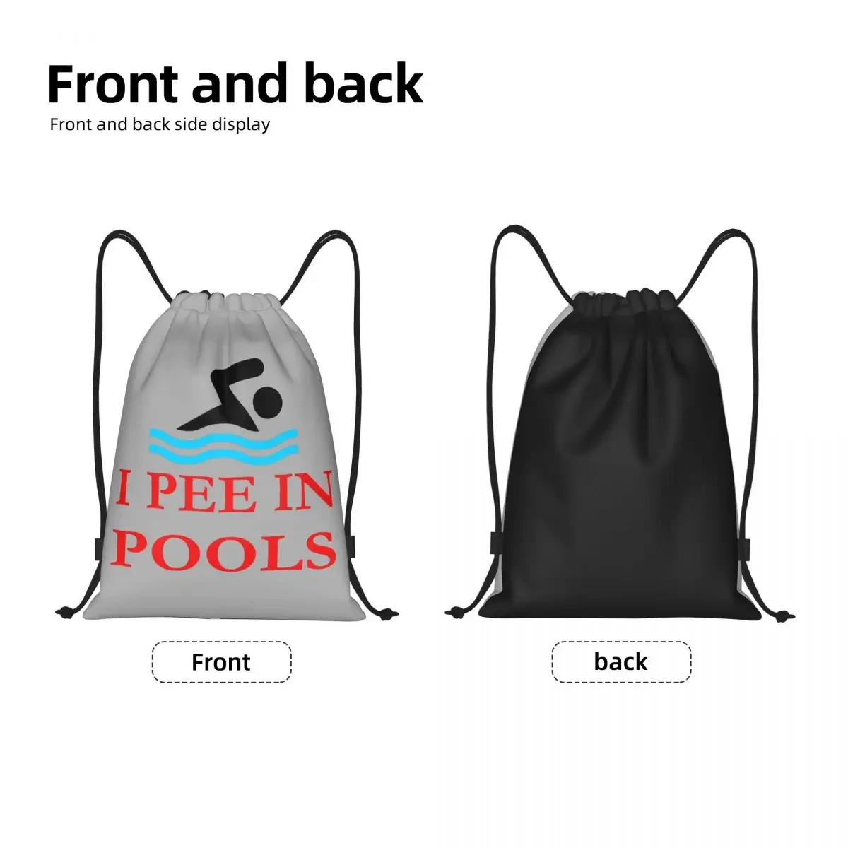 Custom Summer Swimming I Pee In pool borsa con coulisse uomo donna zaino leggero sportivo da palestra